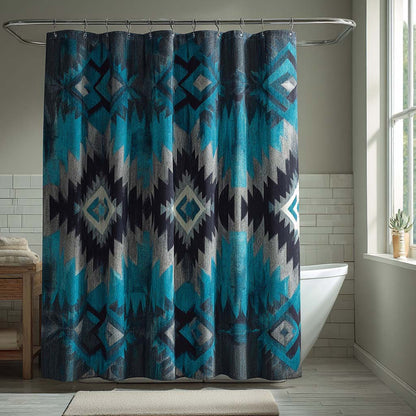 Blue Smoke Ikat Shower Curtain NCU0NXD1404