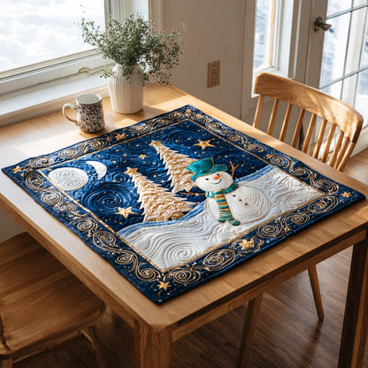 Blue Snowman Blizzard Quilted Table Topper NCU0HNH178