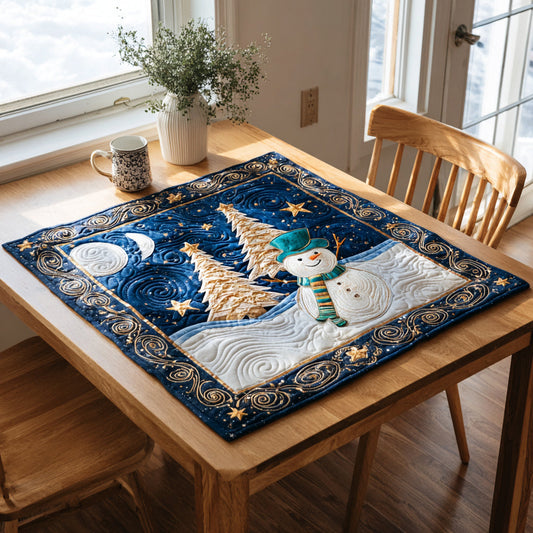 Blue Snowman Blizzard Quilted Table Topper NCU0HNH178