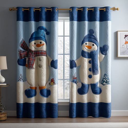 Blue Snowy Buddy Quilted Curtains NCU0TH3763