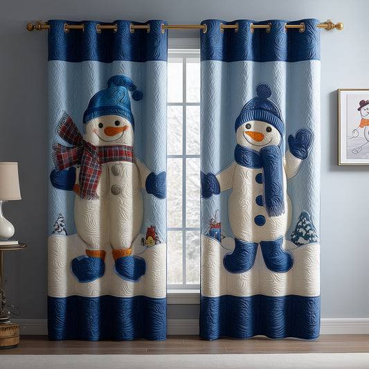 Blue Snowy Buddy Quilted Curtains NCU0TH3763