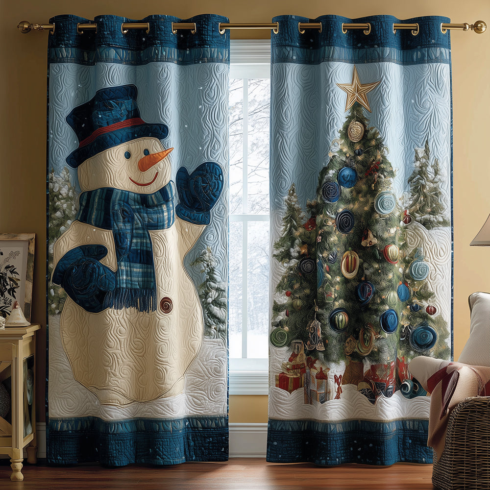 Blue Snowy Cheer Quilted Curtains NCU0TH3764
