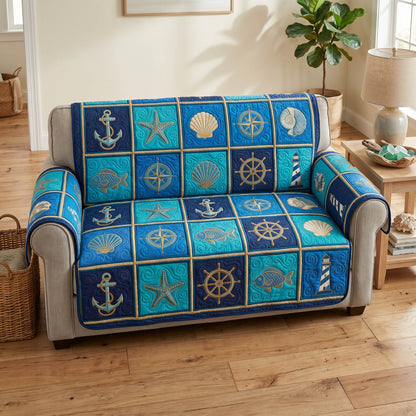 Blue Tide Quilted Sofa Cover NCU0NTD1878