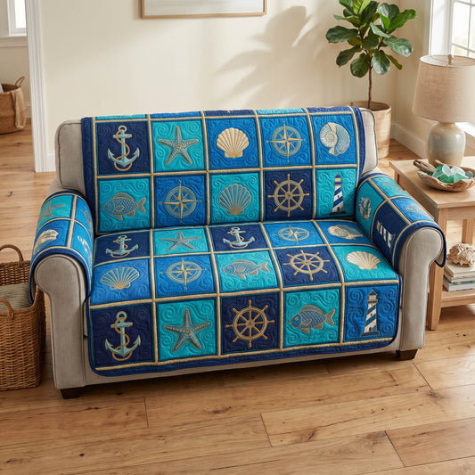 Blue Tide Quilted Sofa Cover NCU0NTD1878