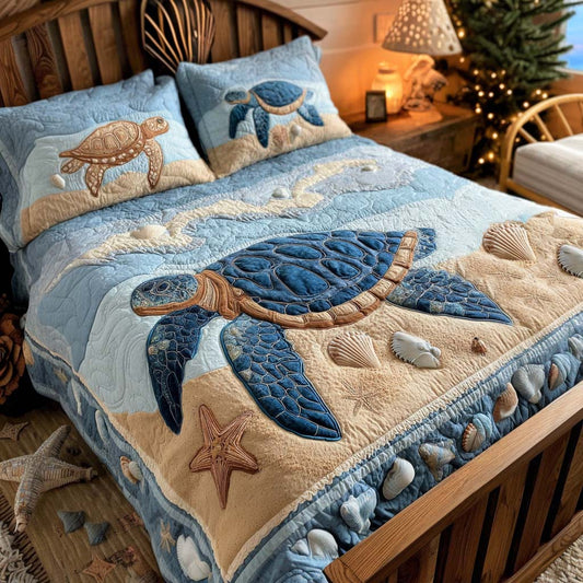 Blue Tide Turtles 3-Piece Quilted Bedding Set NCU0NNL192