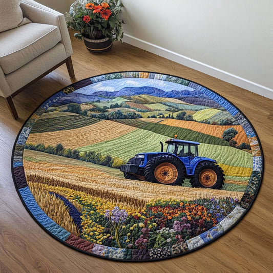 Blue Tractor Quilted Round Mat NCU0PTT366