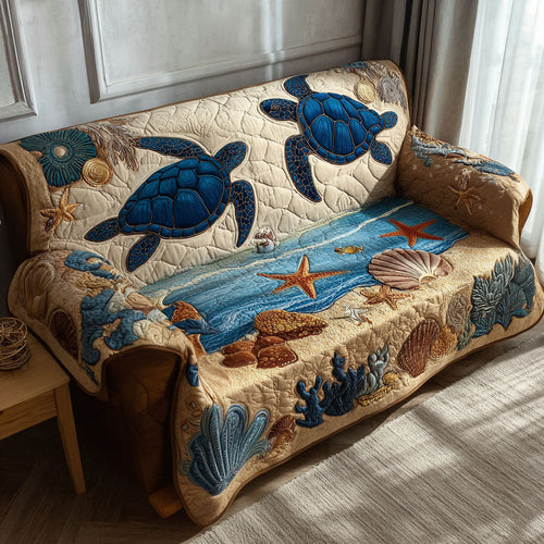 Blue Turtle Quilted Sofa Cover NCU0NTD1384