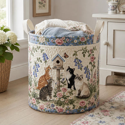 Bluebird Garden Cats Quilted Laundry Basket NCU0DV2345