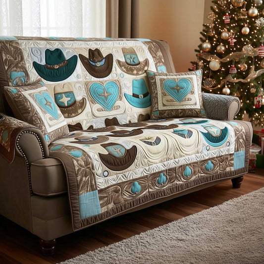 Bluebird Hearts Quilted Sofa Cover NCU0HTT068