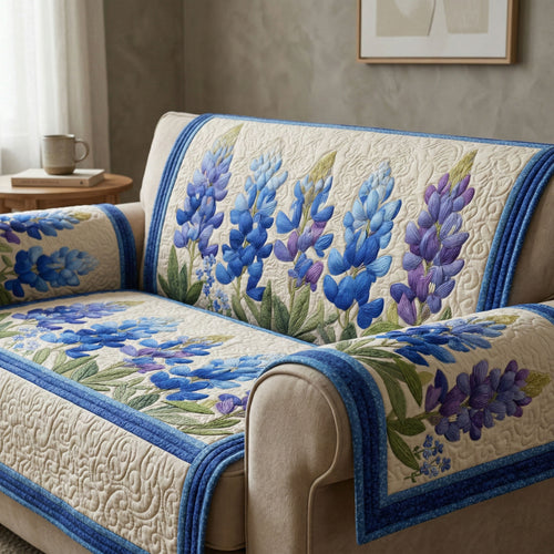Bluebonnet Bloom Quilted Sofa Cover NCU0NTD1712
