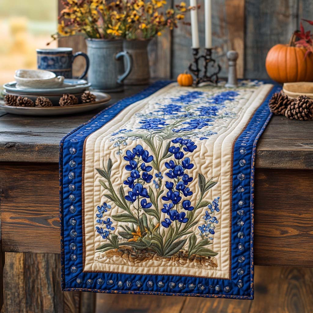 Bluebonnet Charm Quilted Table Runner NCU0NXD279