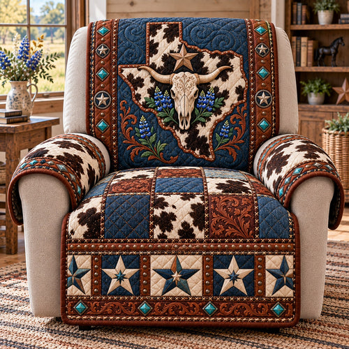 Bluebonnet Cowhide Quilted Sofa Cover NCU0NTD2457