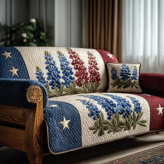 Bluebonnet Flag Quilted Sofa Cover NCU0LDH169