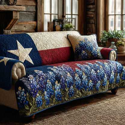 Bluebonnet Prairie Pride Quilted Sofa Cover NCU0LDH180