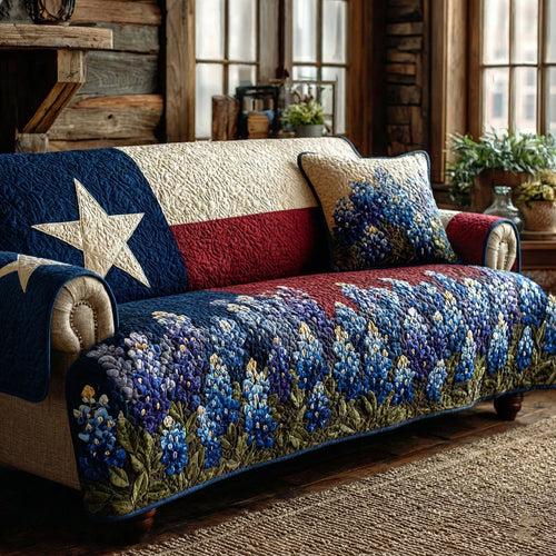 Bluebonnet Prairie Pride Quilted Sofa Cover NCU0LDH180