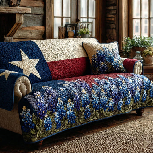 Bluebonnet Prairie Pride Quilted Sofa Cover NCU0LDH180