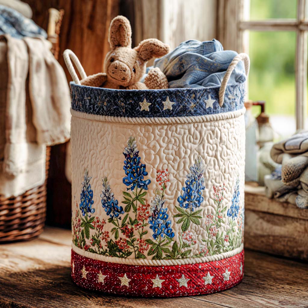 Bluebonnet Season Joy Quilted Laundry Basket NCU0NNT1303