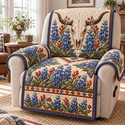 Bluebonnet Skull Quilted Sofa Cover NCU0NTD2395