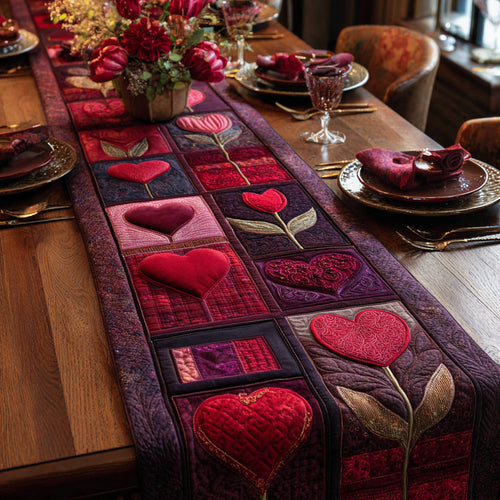 Blush Heart Delight Quilted Table Runner NCU0HNH756