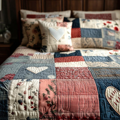 Blush Heart Story 3-Piece Quilted Bedding Set NCU0LDH195