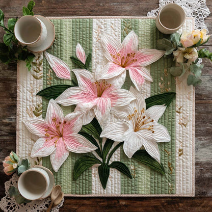 Blush Lilies Quilted Table Topper NCU0NXD137