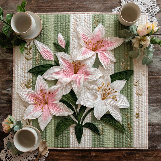 Blush Lilies Quilted Table Topper NCU0NXD137