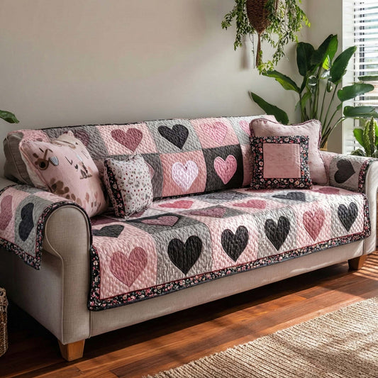 Blush Mosaic Quilted Sofa Cover NCU0NXD1327
