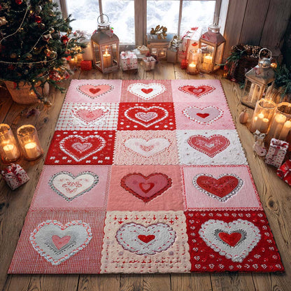Blush Patchwork Hearts Area Rug NCU0NXD1224