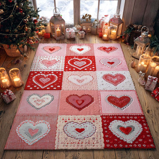 Blush Patchwork Hearts Area Rug NCU0NXD1224