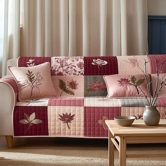 Blush Petal Patch Quilted Sofa Cover NCU0DQQ0466