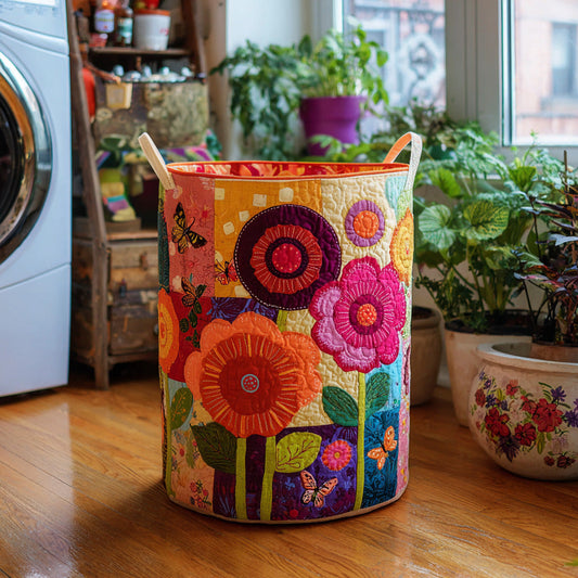 Bohemian Floral Quilted Laundry Basket NCU0DV612