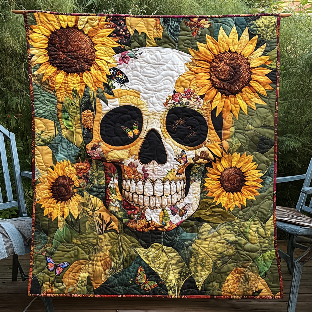 Bohemian Skull Quilted Blanket NCU0TL1900