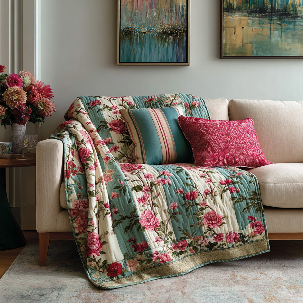 Boho Blossom Patch Quilted Blanket NCU0LDH679