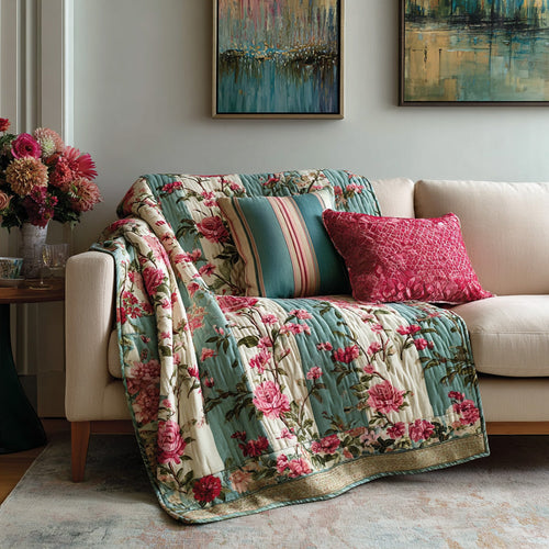 Boho Blossom Patch Quilted Blanket NCU0LDH679
