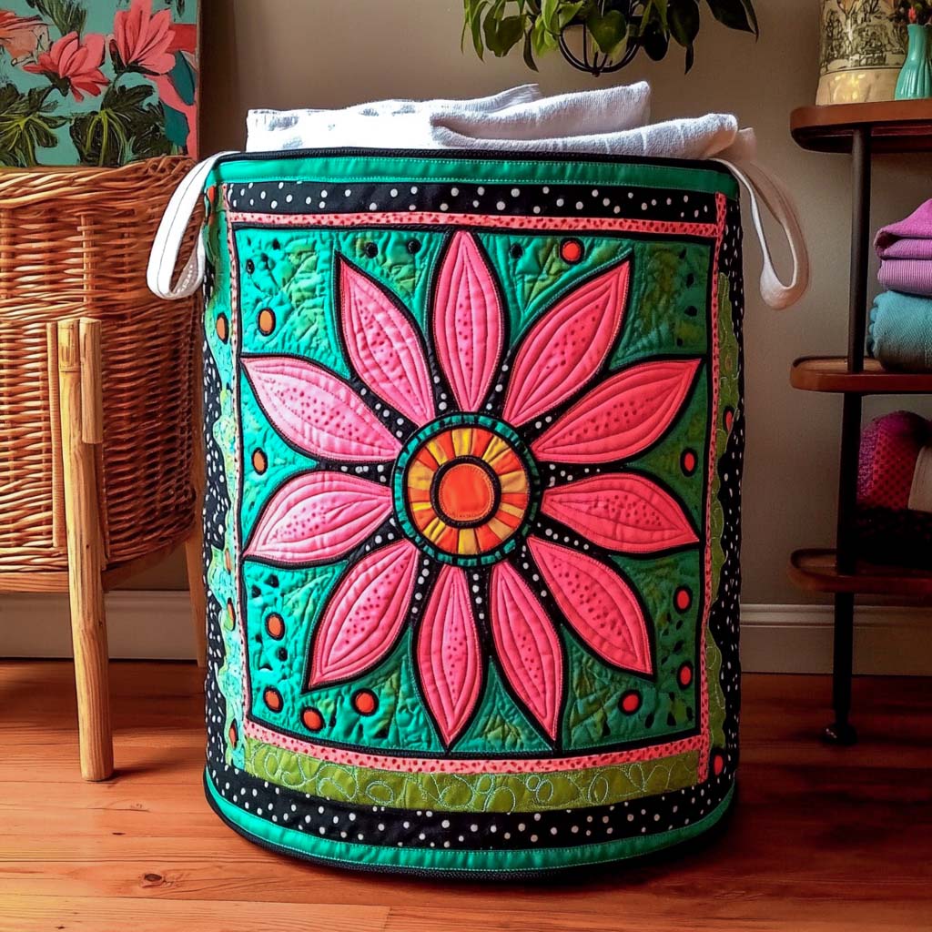Boho Blossom Quilted Laundry Basket NCU0NXD190