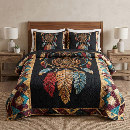 Boho Dreamcatcher 3-Piece Quilted Bedding Set NCU0DQQ0717