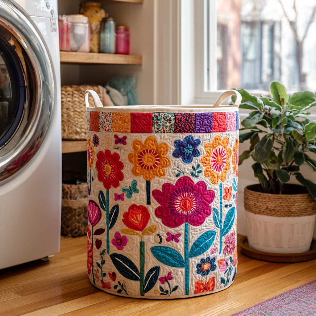Boho Garden Quilted Laundry Basket NCU0DV617