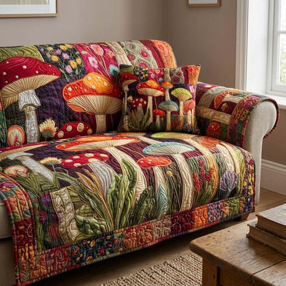Boho Mushroom Patch Quilted Sofa Cover NCU0DQQ0700