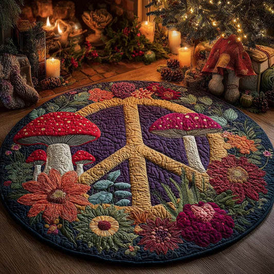 Boho Mushroom Quilted Round Mat NCU0DQQ078