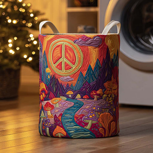 Boho Peace Bloom Quilted Laundry Basket NCU0NXD1048