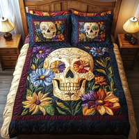 Boho Skull 3-Piece Quilted Bedding Set NCU0TL1919