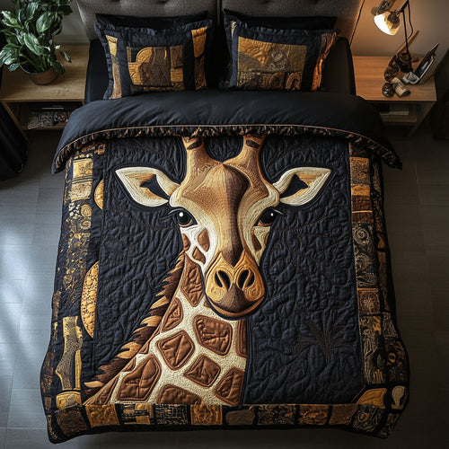 Bold Tribal Giraffe 3-Piece Quilted Bedding Set NCU0NNT293