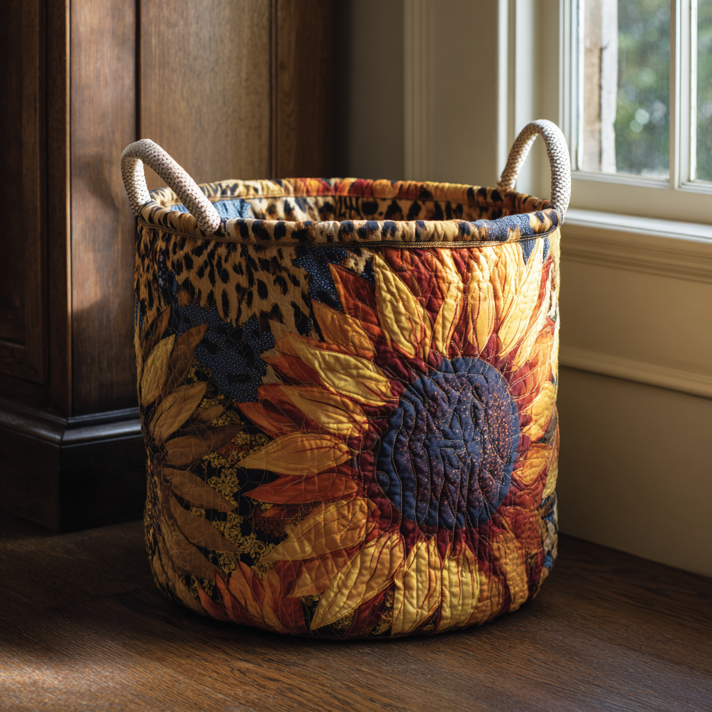 Bold Bloom Quilted Laundry Basket NCU0PVL397