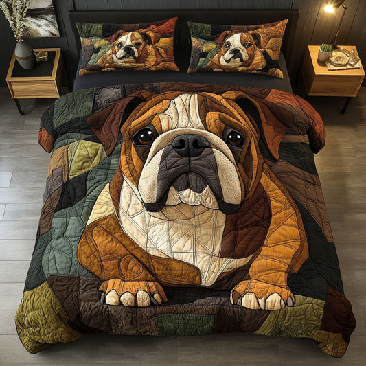 Bold Bulldog Bloom 3-Piece Quited Bedding Set NCU0NNT823