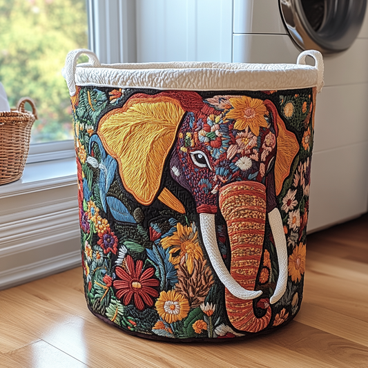 Bold Elephant Quilted Laundry Basket NCU0DDK623