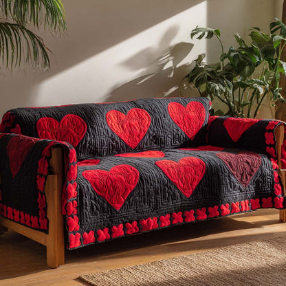Bold Hearts Quilted Sofa Cover NCU0NXD1331