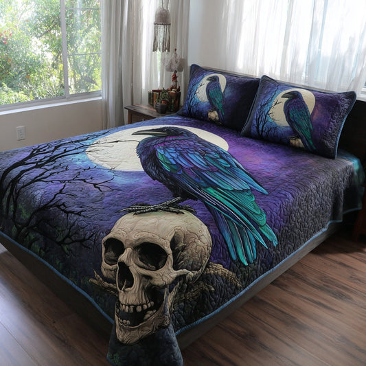 Bone Raven 3-Piece Quilted Bedding Set NCU0PVL932