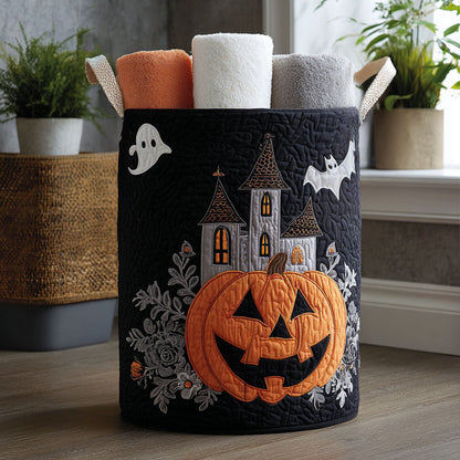 Boo-tiful Gourd Quilted Laundry Basket NCU0PTT1046
