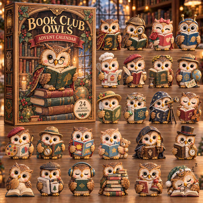 CHRISTMAS KICKOFF 40% OFF - Book Club Owls Advent Calendar 2026 - 24-Day Festive Countdown, Acrylic Charms Blind Box - Gift For Family and Friends AC0TD023