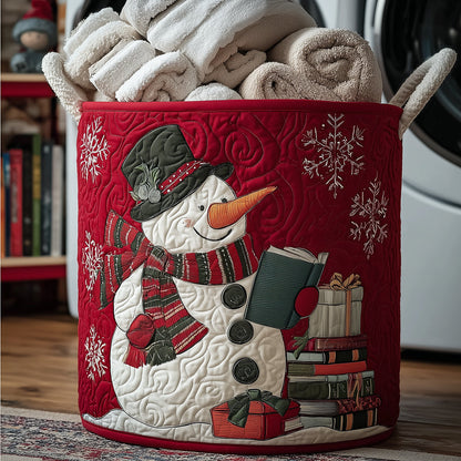 Book Joy Snowman Quilted Laundry Basket NCU0TH3164